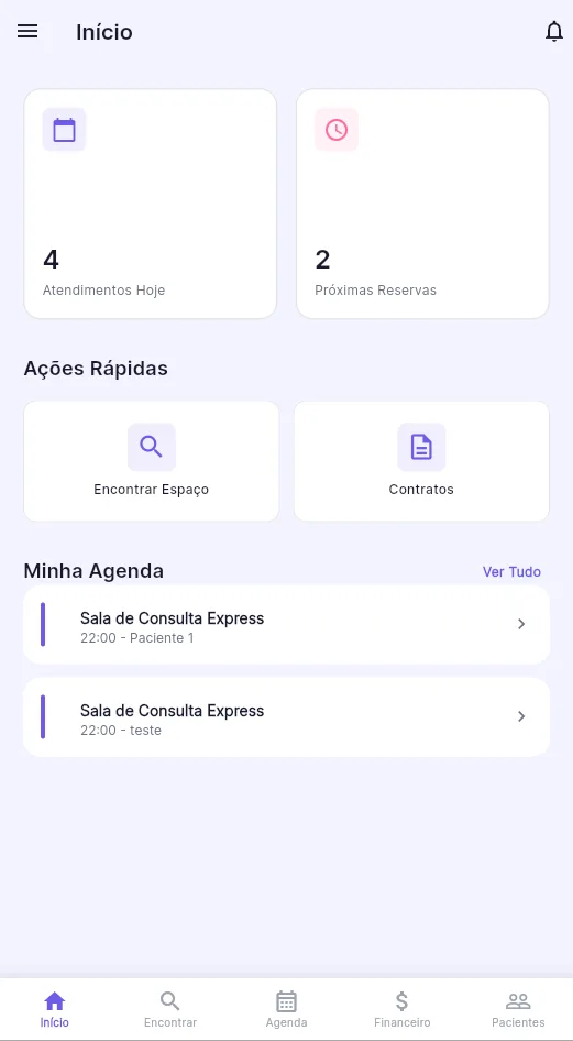 Dashboard de controle do WeSalas